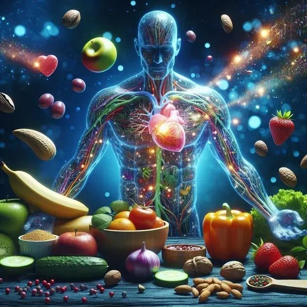 Diagonal color geometry illustrating seasonal ingredient weaving